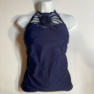 Island waves women’s navy tankini wireless padded size 10